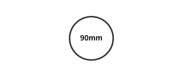 90mm正円形のサイズ図